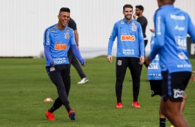 Richard e Boselli no treino desta segunda no CT; a última atividade antes do jogo contra o Flamengo