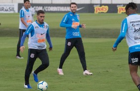 Gabriel e Boselli no primeiro treino aps eliminao para o Flamengo, pela Copa do Brasil