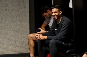 Pedro Henrique no vestiário antes do jogo contra o Flamengo, pela Copa do Brasil