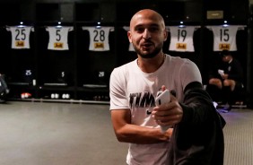 Régis no vestiário antes do jogo contra o Flamengo, pela Copa do Brasil