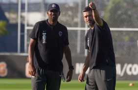 Fabinho e Cuca no treino de hoje no CT Joaquim Grava