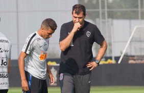 Pedrinho e Carille no penltimo treino antes do jogo contar o Botafogo-SP