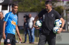 Pedrinho e Cuca no treinamento de hoje no CT Joaquim Grava