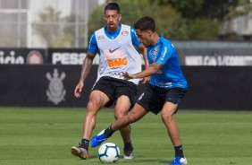 Ralf e Gabriel durante treinamento desta tera-fera no CT