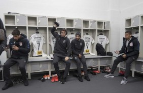 Jogadores do Corinthians no vestiário antes do amistoso contra o Londrina