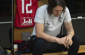 Cássio no vestiário antes de Corinthians e CSA, pelo Campeonato Brasileiro