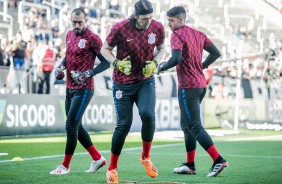 Walter, Cássio e Caíque antes do jogo contra o CSA