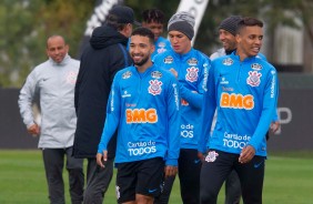 Clayson, Vital e Pedrinho no CT Joaquim Grava, durante treino desta quarta-feira