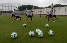 Jogadores do Timão durante jogo-treino contra o Juventus