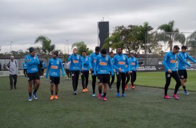 Jogadores do Timo, no CT Joaquim Grava, durante treino desta quarta-feira