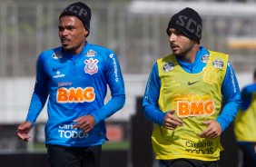 Urso e Régis no treino desta quarta-feira, no CT Joaquim Grava