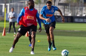 Manoel e Everaldo no treino nesta quinta-feira no CT Joaquim Grava