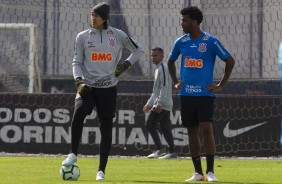Cássio e Gil no último treino antes do jogo contra o Flamengo, pelo Brasileirão