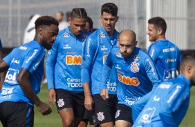 Elenco do Corinthians no último treino antes do jogo contra o Flamengo, pelo Brasileirão