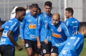 Elenco do Corinthians no ltimo treino antes do jogo contra o Flamengo, pelo Brasileiro