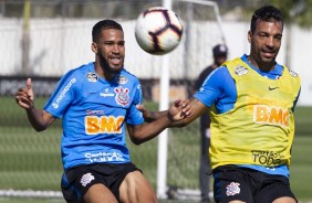 Everaldo e Michel no treino desta tera-feira no CT Joaquim Grava