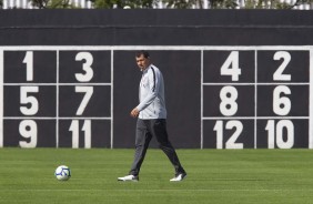 Fábio Carille no último treino antes do jogo contra o Flamengo, pelo Brasileirão