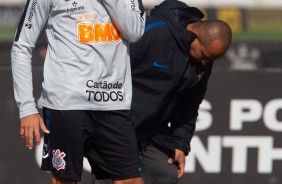 Gabriel e Mauro Silva durante o treino desta sexta-feira no CT Joaquim Grava