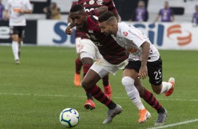 Goleiro Cássio durante jogo contra o Flamengo, na Arena Corinthians, pelo Brasileirão