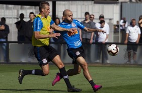Henrique e Régis no treino desta terça-feira no CT Joaquim Grava