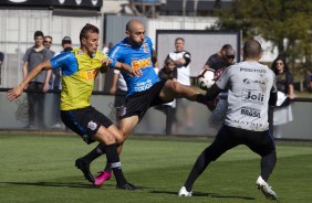 Henrique e Régis no treino desta terça-feira no CT Joaquim Grava