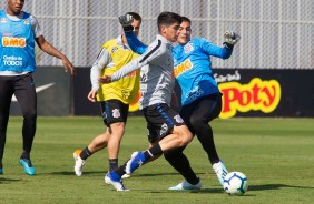 Jogadores  durante o treino desta sexta-feira no CT Joaquim Grava