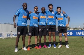 Manoel, Gabriel, Love, Urso e Fagner no treino desta terça-feira no CT Joaquim Grava