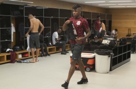 Matheus Jesus no vestirio antes do jogo contra o Flamengo, na Arena Corinthians