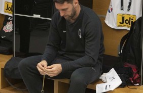 Mauro Boselli no vestiário antes do jogo contra o Flamengo, na Arena Corinthians