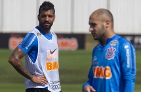 Michel e Régis no último treino antes do jogo contra o Flamengo, pelo Brasileirão