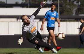 Walter no treino desta tera-feira no CT Joaquim Grava