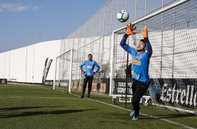 Filipe e Caque no treino desta sexta-feira no CT Joaquim Grava