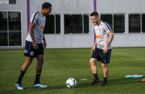 Gustavo e Ramiro no treino desta sexta-feira no CT Joaquim Grava