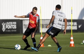 Henrique e Gustavo no treino desta sexta-feira no CT Joaquim Grava