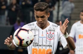 Pedrinho na partida contra o Montevideo Wanderers, pela Copa Sul-Americana, na Arena Corinthians