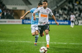 Sornoza no jogo contra o Montevideo Wanderers, pela Copa Sul-Americana, na Arena Corinthians