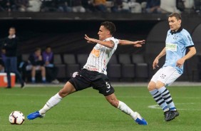 Volante Gabriel no jogo contra o Montevideo Wanderers, pela Copa Sul-Americana, na Arena Corinthians