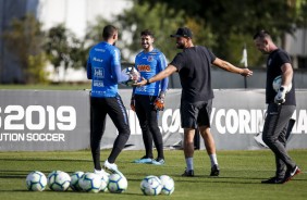 Walter e Caque Frana no treino desta sexta-feira no CT Joaquim Grava