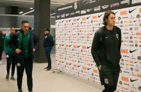 Cssio chega  Arena Corinthians para o duelo contra o Palmeiras