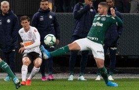 Mateus Vital no jogo deste domingo pelo Brasileiro, contra o Palmeiras