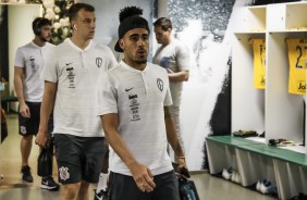 Gabriel chegando aos vestirios antes da partida contra o Fortaleza pelo Campeonato Brasileiro