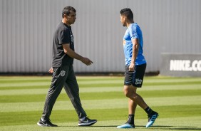 Carille e Ralf no treinamento de hoje no CT Joaquim Grava