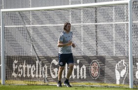 Cássio no treinamento de hoje no CT Joaquim Grava