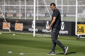 Fábio Carille no treinamento de hoje no CT Joaquim Grava
