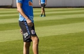 Léo Santos no treinamento de hoje no CT Joaquim Grava