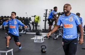 Vagner Love no treinamento de hoje no CT Joaquim Grava