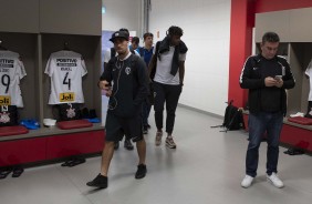 Gabriel e Andrs Sanchez chega ao vestirio do Beira Rio, antes do duelo contra o Internacional