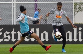 Gabriel e Pedrinho no segundo treino preparatrio para o jogo contra o Fluminense