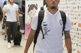 Gabriel no vestiário da Arena Corinthians antes do jogo contra o Botafogo