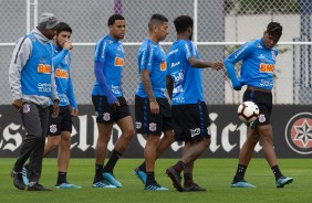 Jogadores do Corinthians durante primeiro treino em preparao para jogo contra o Fluminense
